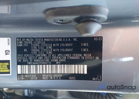 2023 Toyota Corolla Cross Le z USA, uszkodzony, nr VIN 7MUCAAAG2PV046115